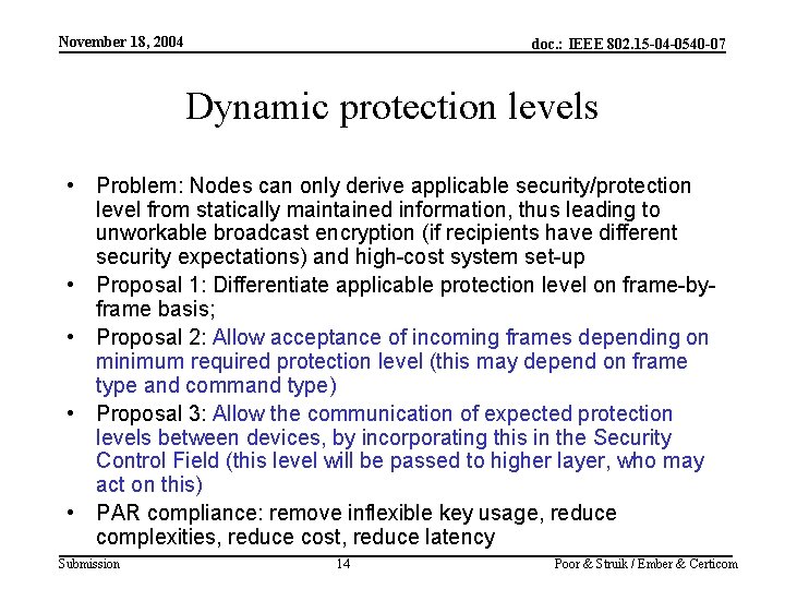 November 18, 2004 doc. : IEEE 802. 15 -04 -0540 -07 Dynamic protection levels