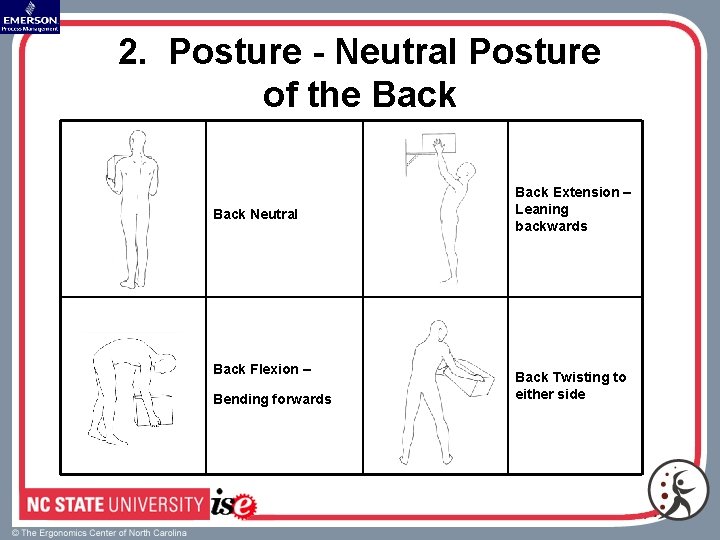 2. Posture - Neutral Posture of the Back Neutral Back Flexion – Bending forwards