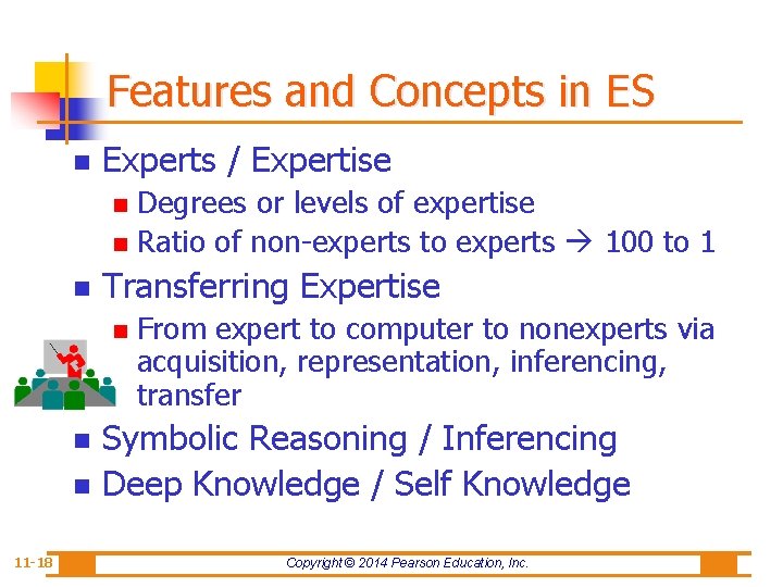 Features and Concepts in ES n Experts / Expertise Degrees or levels of expertise