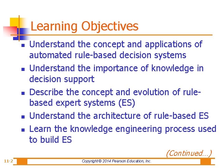 Learning Objectives n n n Understand the concept and applications of automated rule-based decision