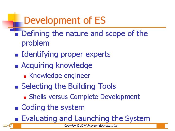 Development of ES n n n Defining the nature and scope of the problem