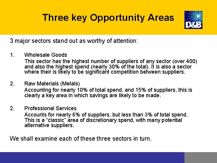 Three key Opportunity Areas 3 major sectors stand out as worthy of attention: 1. Three key Opportunity Areas 3 major sectors stand out as worthy of attention: 1.