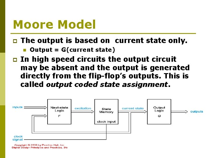 Moore Model p The output is based on current state only. n p Output