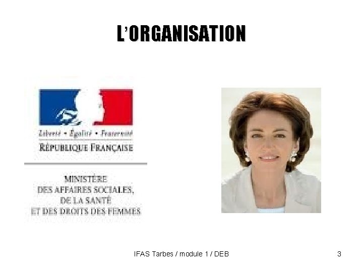 L’ORGANISATION IFAS Tarbes / module 1 / DEB 3 