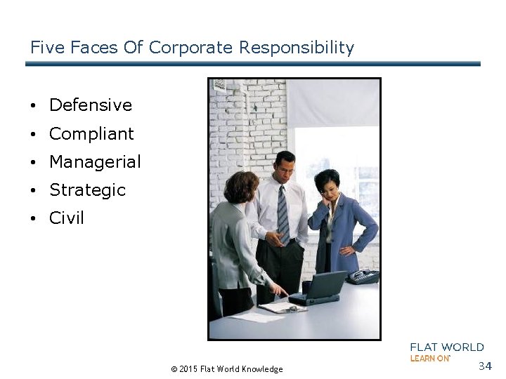 Five Faces Of Corporate Responsibility • Defensive • Compliant • Managerial • Strategic •