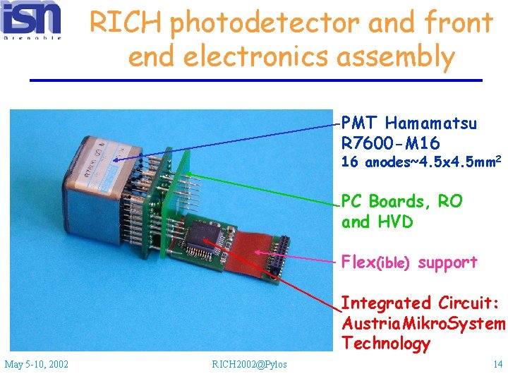 RICH photodetector and front end electronics assembly PMT Hamamatsu R 7600 -M 16 16