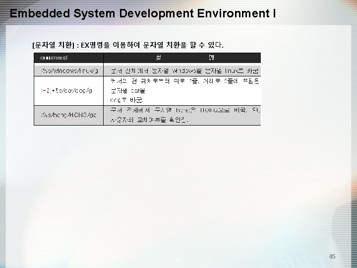 Embedded System Development Environment I [문자열 치환] : EX명령을 이용하여 문자열 치환을 할 수