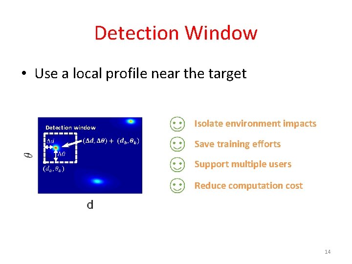 Detection Window • Use a local profile near the target Detection window Isolate environment