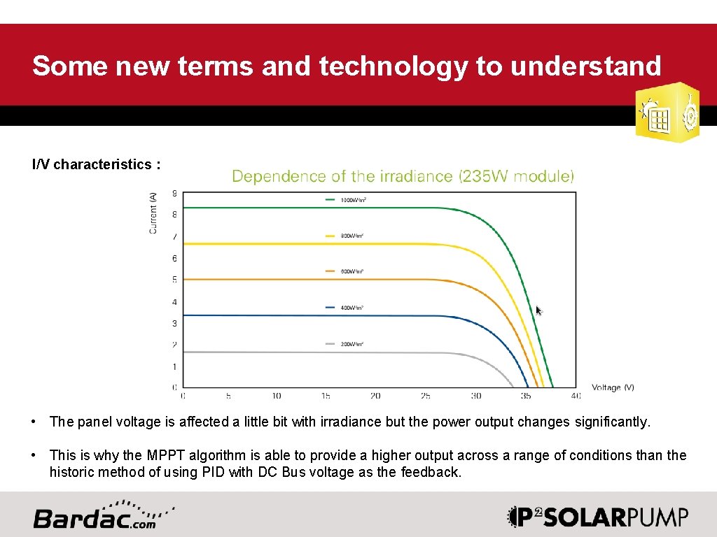 Some new terms and technology to understand I/V characteristics : • The panel voltage