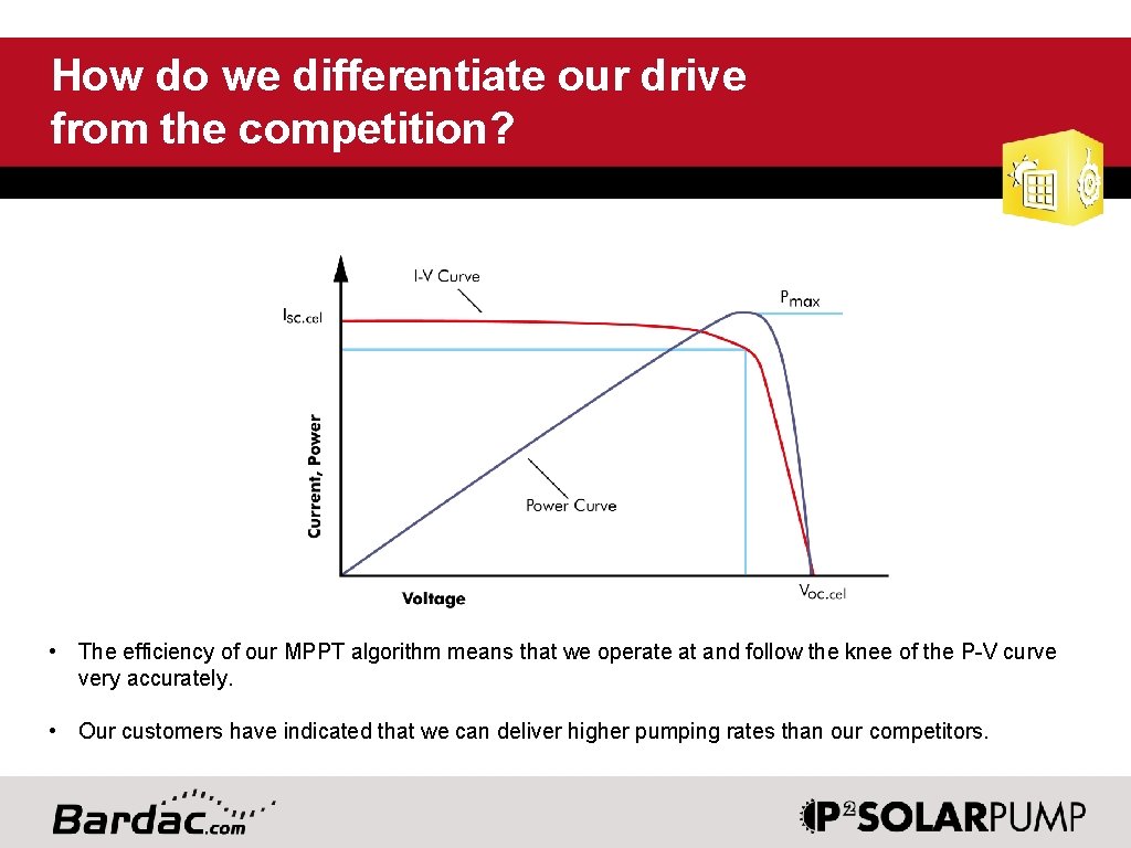 How do we differentiate our drive from the competition? • The efficiency of our