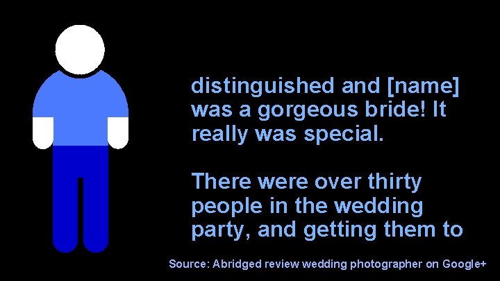 distinguished and [name] was a gorgeous bride! It really was special. There were over