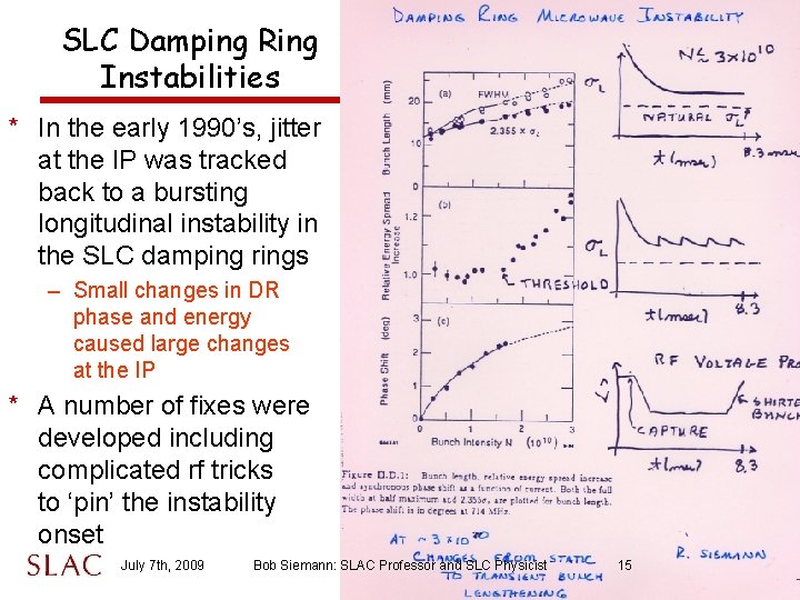 SLC Damping Ring Instabilities * In the early 1990’s, jitter at the IP was