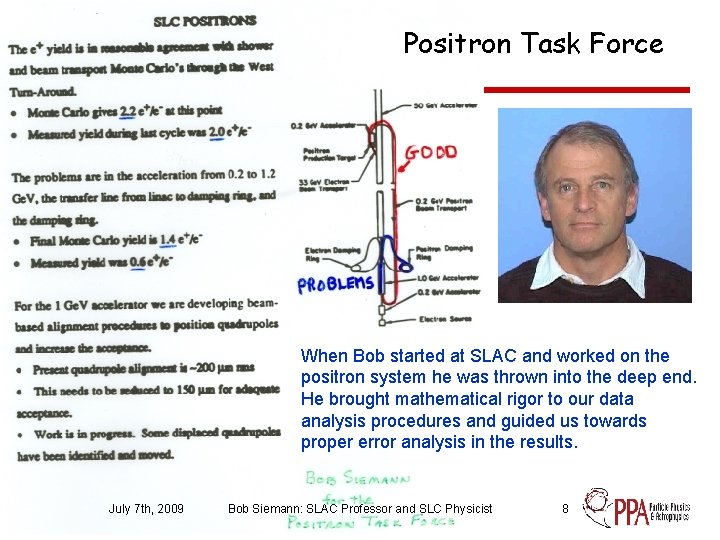 Positron Task Force Positrons When Bob started at SLAC and worked on the positron