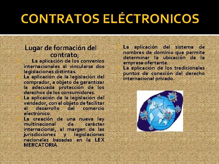 CONTRATOS ELÉCTRONICOS Lugar de formación del contrato; La aplicación de los convenios internacionales al