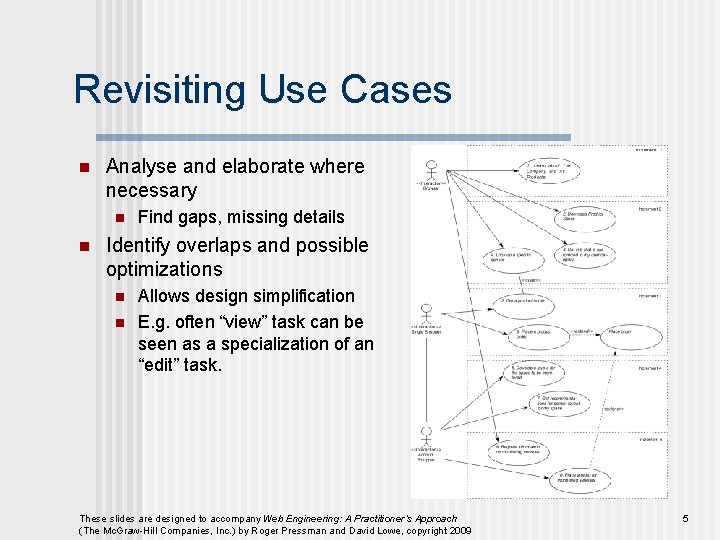 Revisiting Use Cases n Analyse and elaborate where necessary n n Find gaps, missing