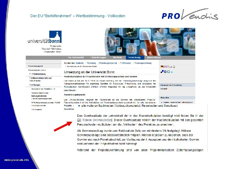 Der EU-“Beihilferahmen“ – Wertbestimmung - Vollkosten www. provendis. info 