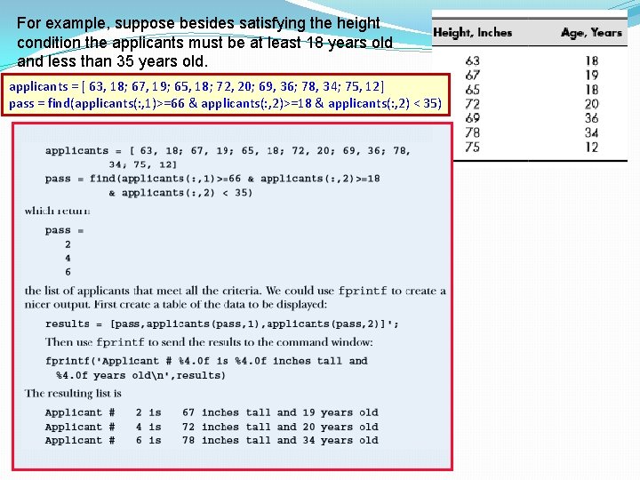 For example, suppose besides satisfying the height condition the applicants must be at least For example, suppose besides satisfying the height condition the applicants must be at least