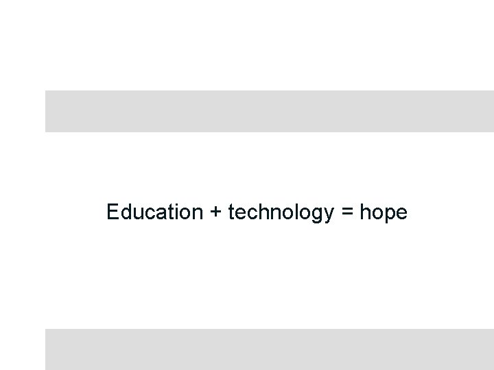 Education + technology = hope 