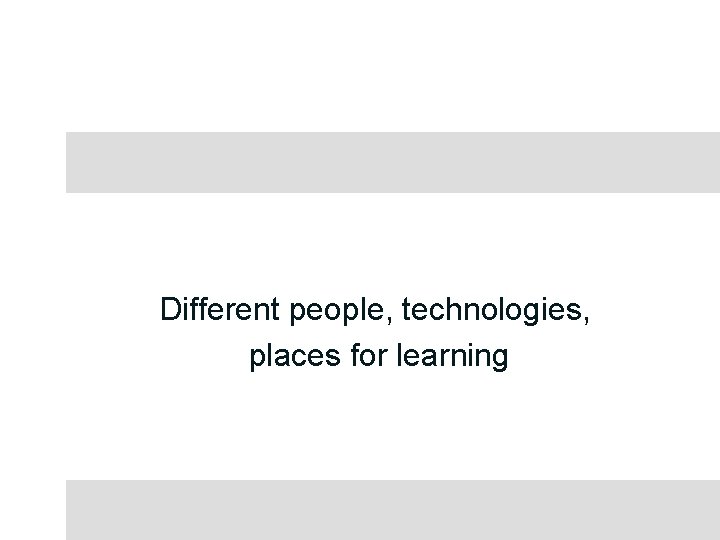 Different people, technologies, places for learning 