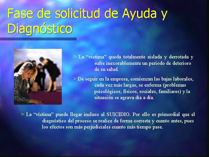 Fase de solicitud de Ayuda y Diagnóstico > La “victima” queda totalmente aislada y