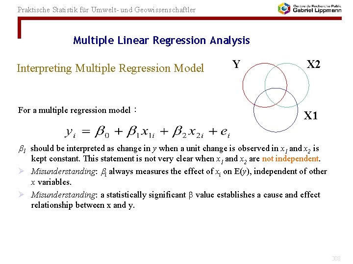 Praktische Statistik für Umwelt- und Geowissenschaftler Multiple Linear Regression Analysis Interpreting Multiple Regression Model