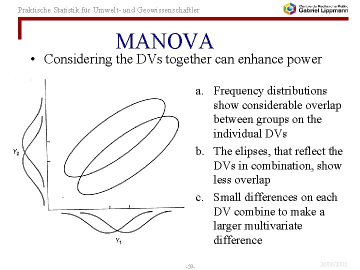Praktische Statistik für Umwelt- und Geowissenschaftler MANOVA • Considering the DVs together can enhance