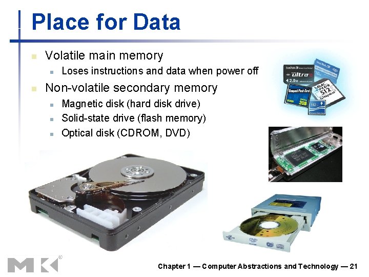 Place for Data n Volatile main memory n n Loses instructions and data when