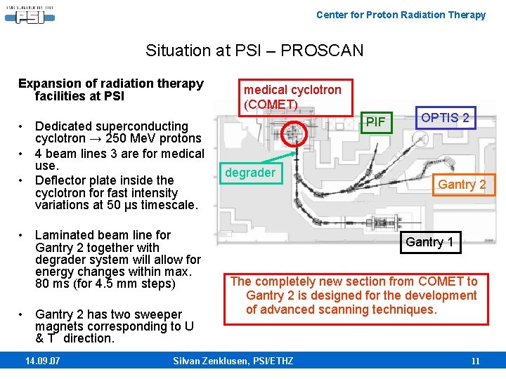 Center for Proton Radiation Therapy Situation at PSI – PROSCAN Expansion of radiation therapy