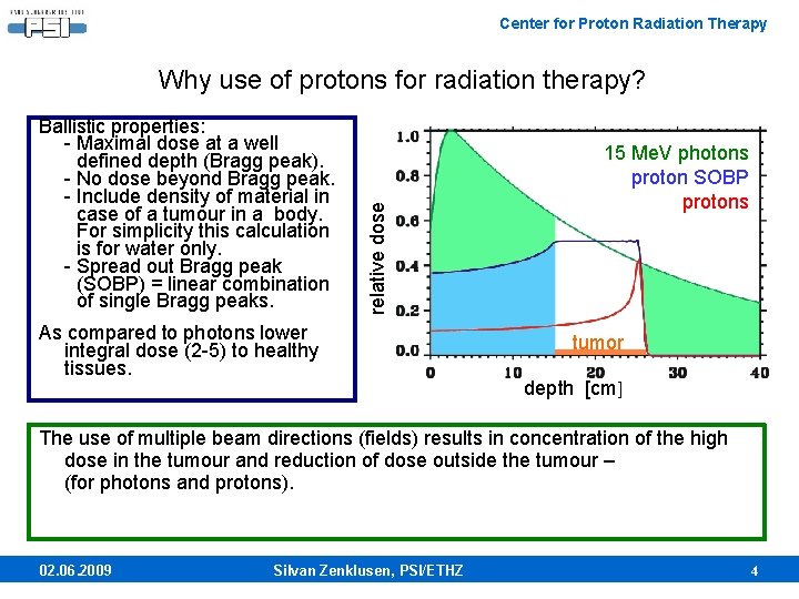 Center for Proton Radiation Therapy Ballistic properties: - Maximal dose at a well defined