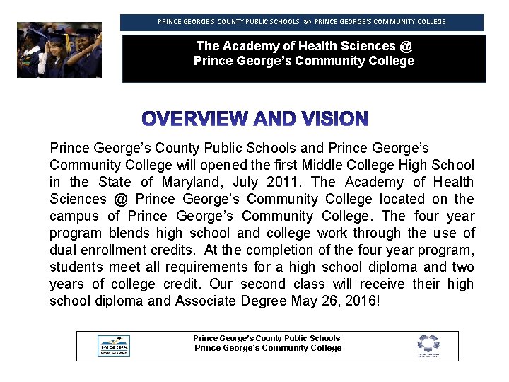 PRINCE GEORGE’S COUNTY PUBLIC SCHOOLS PRINCE GEORGE’S COMMUNITY COLLEGE The Academy of Health Sciences