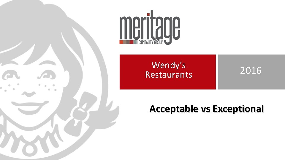 Wendy’s Restaurants 2016 Acceptable vs Exceptional 