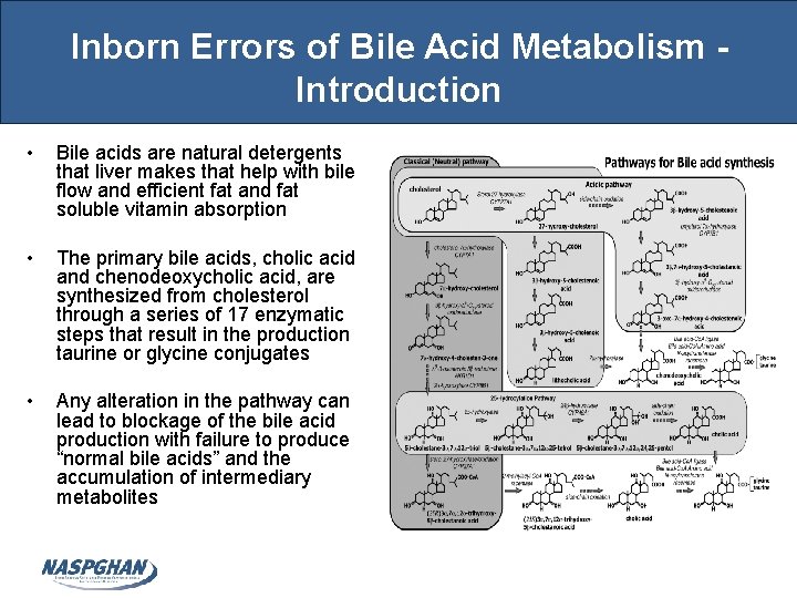 Inborn Errors of Bile Acid Metabolism Introduction • Bile acids are natural detergents that