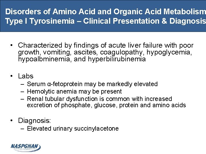 Disorders of Amino Acid and Organic Acid Metabolism Type I Tyrosinemia – Clinical Presentation