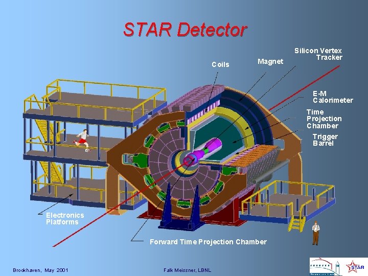 STAR Detector Coils Magnet Silicon Vertex Tracker E-M Calorimeter Time Projection Chamber Trigger Barrel