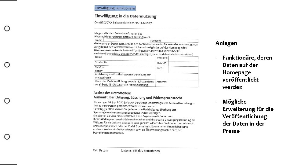 Anlagen - Funktionäre, deren Daten auf der Homepage veröffentlicht werden - Mögliche Erweiterung für