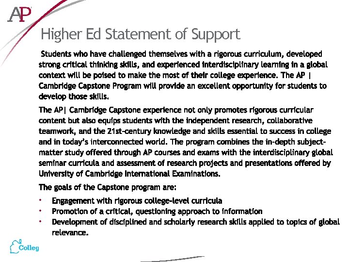 Higher Ed Statement of Support • • • 