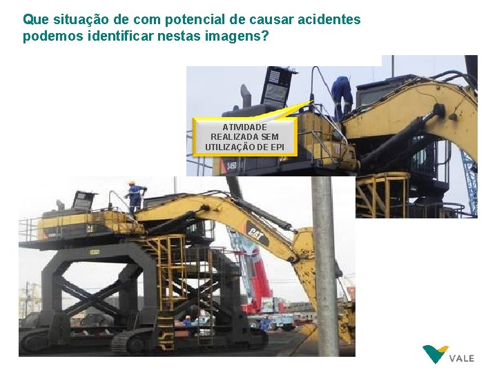 Que situação de com potencial de causar acidentes podemos identificar nestas imagens? ATIVIDADE REALIZADA