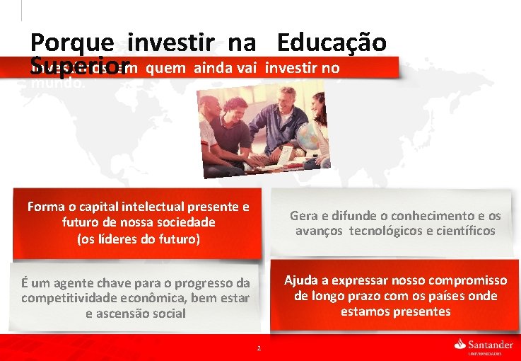 Porque investir na Educação Investimos em quem ainda vai investir no Superior mundo. 2