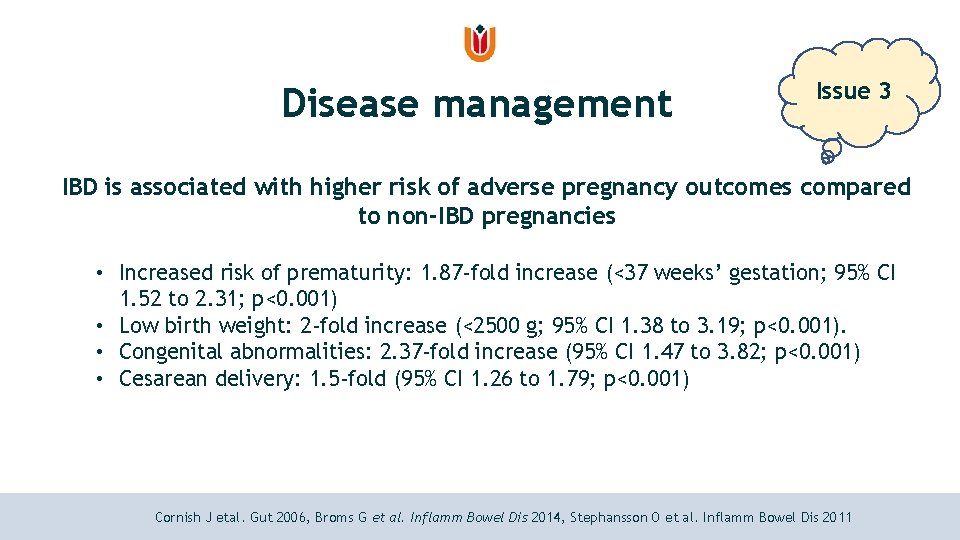 Disease management Issue 3 IBD is associated with higher risk of adverse pregnancy outcomes