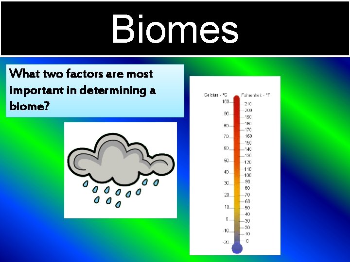 Biomes What two factors are most important in determining a biome? 