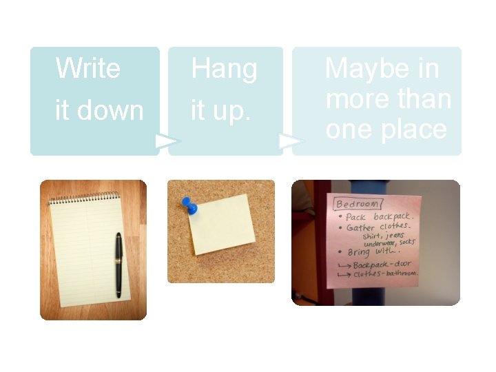 Write Hang it down it up. Maybe in more than one place 