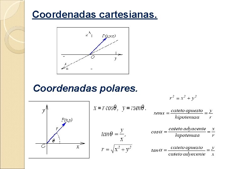 Coordenadas cartesianas. Coordenadas polares. 