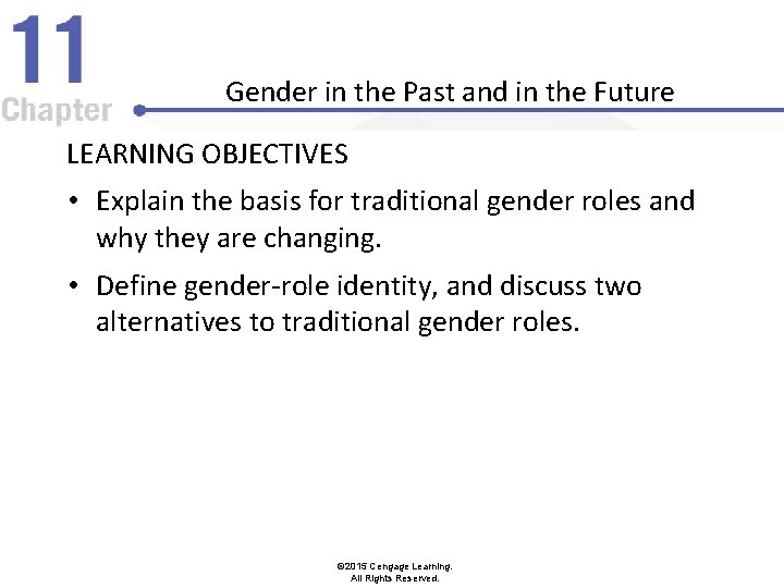 Gender in the Past and in the Future LEARNING OBJECTIVES • Explain the basis