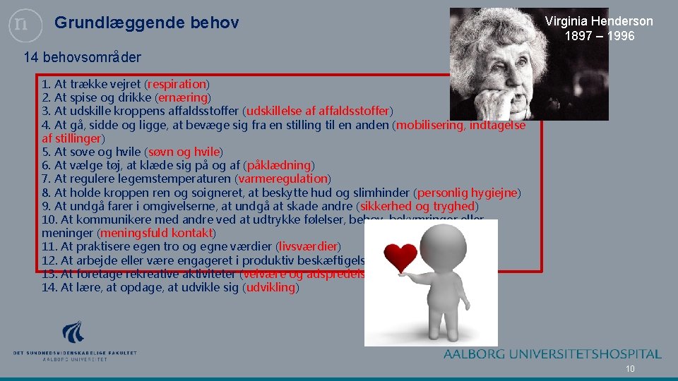 Grundlæggende behov Virginia Henderson 1897 – 1996 14 behovsområder 1. At trække vejret (respiration)