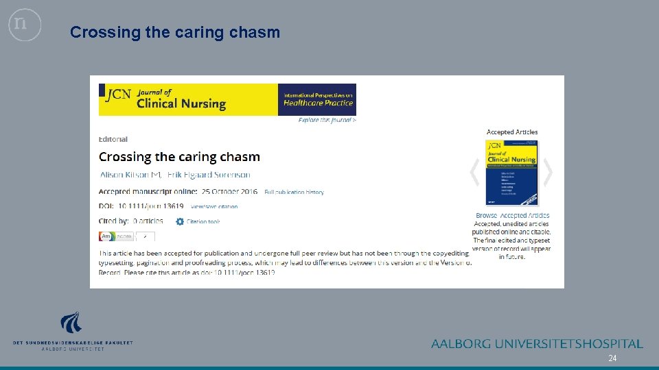 Crossing the caring chasm 24 