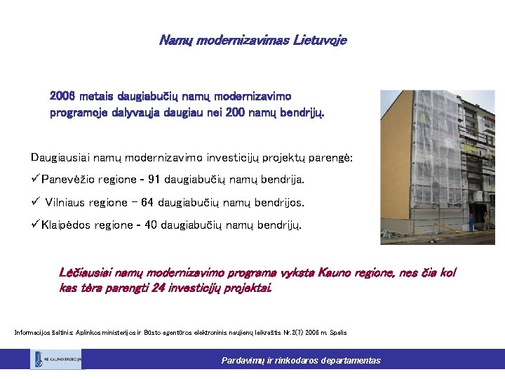 Namų modernizavimas Lietuvoje 2006 metais daugiabučių namų modernizavimo programoje dalyvauja daugiau nei 200 namų