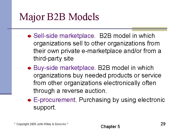 Major B 2 B Models Sell-side marketplace. B 2 B model in which organizations