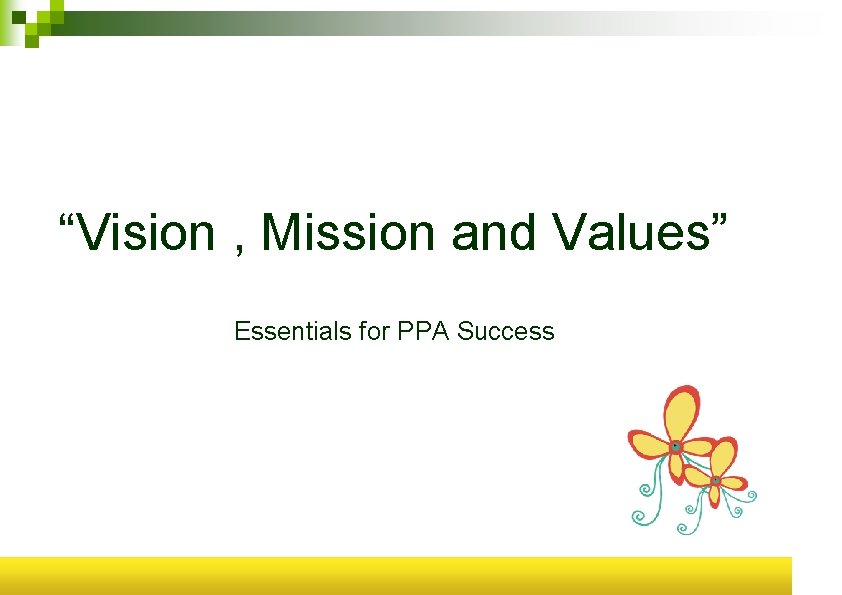 “Vision , Mission and Values” Essentials for PPA Success 