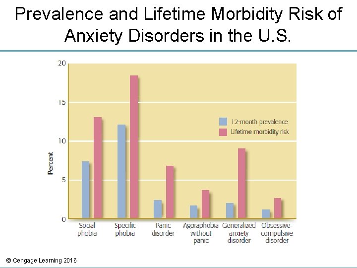 Prevalence and Lifetime Morbidity Risk of Anxiety Disorders in the U. S. © Cengage