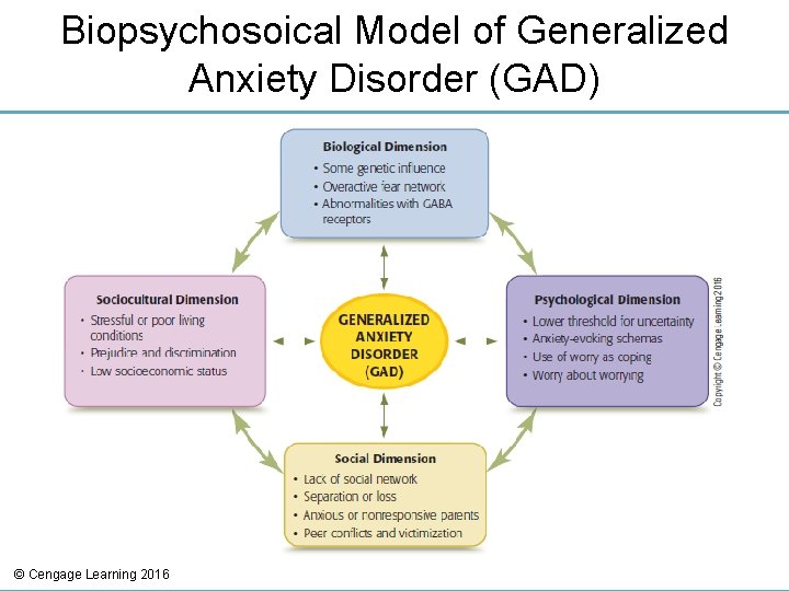Biopsychosoical Model of Generalized Anxiety Disorder (GAD) © Cengage Learning 2016 
